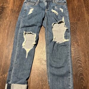 Forever 21 Ripped Blue Boyfriend Jeans